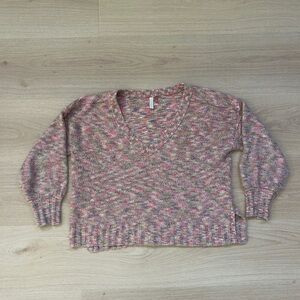 Pilcro Anthropologie Deep V Multicolored Sweater in Medium